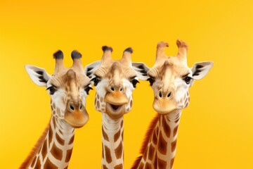 Obraz premium Three giraffes take a selfie