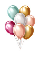 colorful helium balloon. Birthday balloon flying for party and celebrations. Isolated on white background. Generative AI