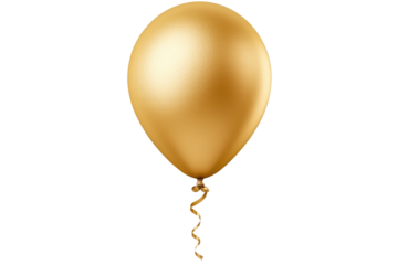 gold helium balloon. Birthday balloon flying for party and celebrations. Isolated on white background. Generative AI