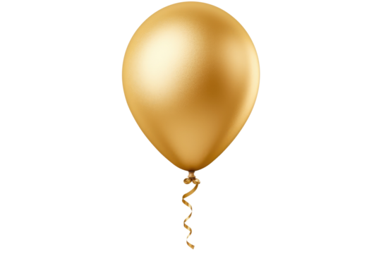 gold helium balloon. Birthday balloon flying for party and celebrations. Isolated on white background. Generative AI