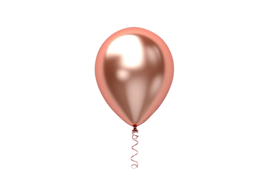 pink gold helium balloon. Birthday balloon flying for party and celebrations. Isolated on white background. Generative AI