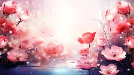 Fototapeta na wymiar Background with cherry blossoms, smooth blur Generate AI