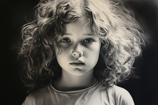 portrait of a girl, black and white