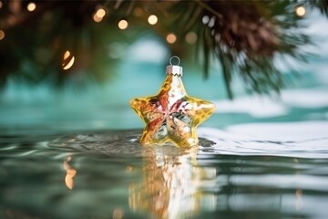 new year tree decoration in the water