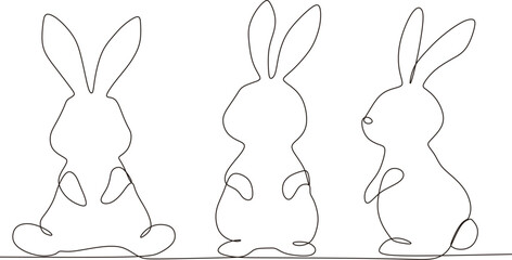 continuous line drawing of rabbit animal