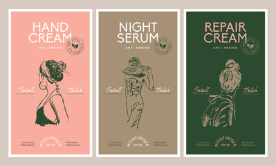 Vector modern cosmetics packaging label design templates  