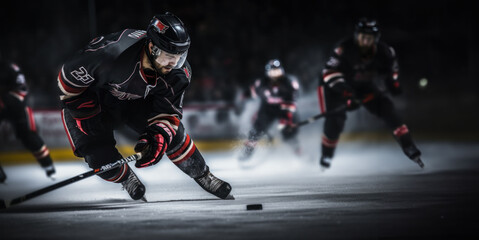 Naklejka premium Riveting hockey game scenes packed with adrenaline.