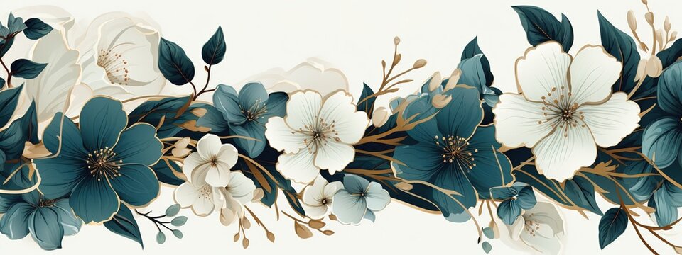 Flower Composition. Pattern Of Flowers And Leaves On A White Background. Flat Lay, Copy Space