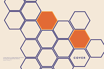 Honeycomb Mosaic of Seamless Texture. Background 3D Pattern Hexagon in Blue, Orange Colors. Abstract Wallpaper Hexagonal Structure for Advertising, Poster, Banner, Cover. 