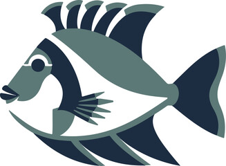 Queen triggerfish flat icon