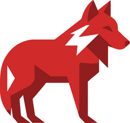 Red wolf flat icon