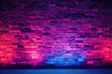 Brick Wall In Pink Burst Neon Colors