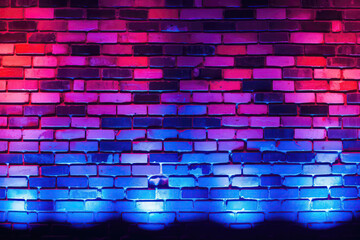 Brick Wall In Sky High Neon Colors