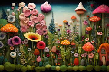 Whimsical Garden With Oversized Flowers