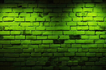 Brick Wall In Acid Green Neon Colors