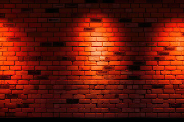Brick Wall In Bright Orange Neon Colors