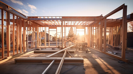 Fototapeta premium New building construction framing.