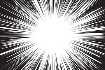 モノクロの集中線2、漫画効果のベクター背景素材