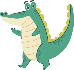 Crocodile . Cute cartoon characters . Hand drawn style . PNG .