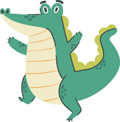 Crocodile . Cute cartoon characters . Hand drawn style . PNG .