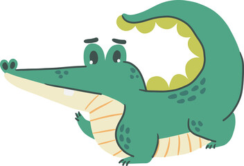 Crocodile . Cute cartoon characters . Hand drawn style . PNG .