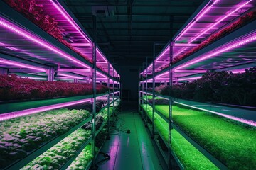 Modern Indoor farming facility, green house - obrazy, fototapety, plakaty