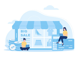 Obraz na płótnie Canvas Online shopping payment method concept flat illustration
