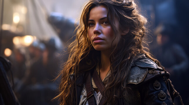 female pirate captain on her ship