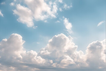 The background of sky and clouds In shades of pastel blue tones. The sky is bright, free and beautiful.