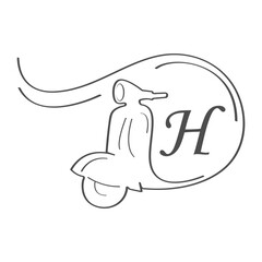 the combination of letter and scooter logo design