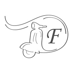 the combination of letter and scooter logo design