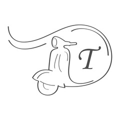 the combination of letter and scooter logo design
