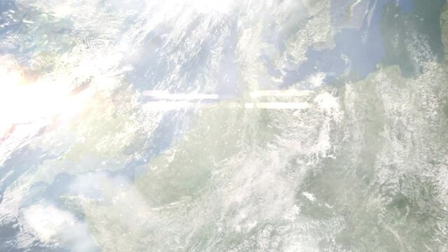 Zoom in from space and focus on Lingen, Germany. 3D Animation. Background for travel intro. Elements of this image furnished by NASA