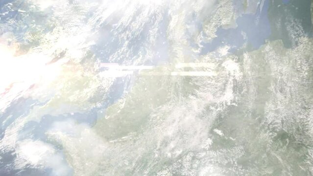 Zoom in from space and focus on Gronau, Germany. 3D Animation. Background for travel intro. Elements of this image furnished by NASA