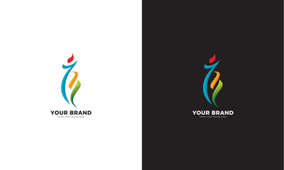 Dynamic abstract logo, latter i, vector graphic design