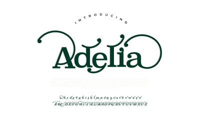 Adelia Luxury alphabet letters font. Typography elegant wedding classic lettering serif fonts decorative vintage retro concept. vector illustration