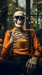 Hipster Halloween Skeleton - Quirky Spooky Fashion Character