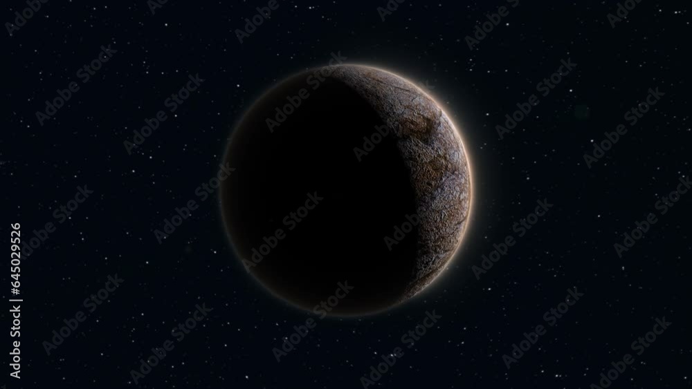 Wall mural abstract realistic space planet round sphere with a stone relief surface in space against the backgr