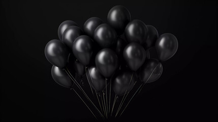 Black balloons on a black background. Black Friday