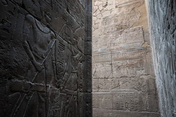 Carvings in the walls at the Luxor Temple, Luxor, Egypt