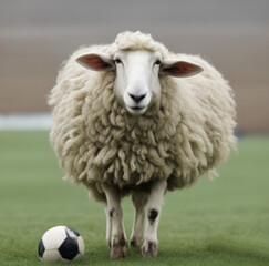 Obraz premium Footballer sheep generative ai 