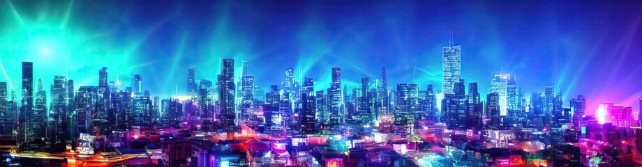  Futuristic city at night. 3d rendering, Futuristic city at night, 3D rendering. Computer digital drawing, digital wallpaper, AI Generated 
