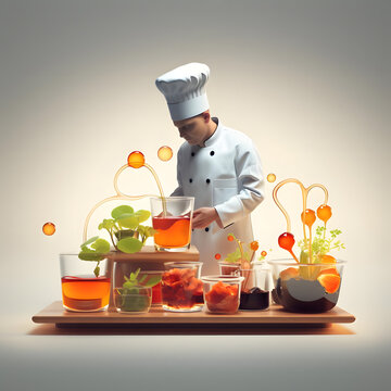 Clipart Of A Chef Experimenting With Molecular Gastronomy To Create Edible Masterpieces Generative AI