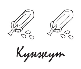 Badge sesame with the inscription "sesame" in Russian. Vector, eps