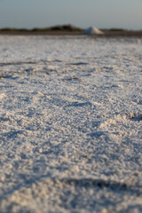 salt lake. sunset time. wide shot