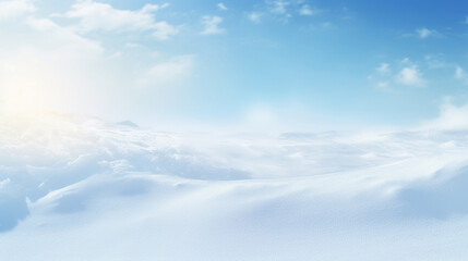 Winter snow background with snowdrifts with beautiful light