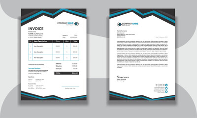 Corporate modern professional clean business invoice and letterhead design template with yellow blue green and red color creative modern letter head design template for your project letterhead.