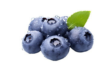 Group of Blueberries with water drop isolated on transparent background, ripe tropical natural...