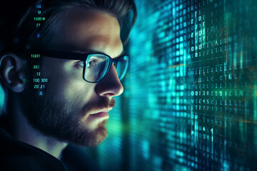 Generative ai collage picture image of professional it specialist programming online computer system