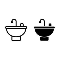 sink, washbasin, washbowl, washstand, washing stand  Icon Logo Design Vector Template Illustration